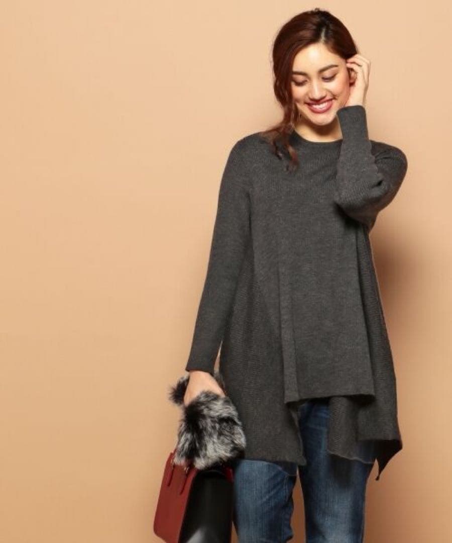 大きいサイズ44＊２３区 レア ヘムＡラインニット チュニック＊自由区組曲ICB