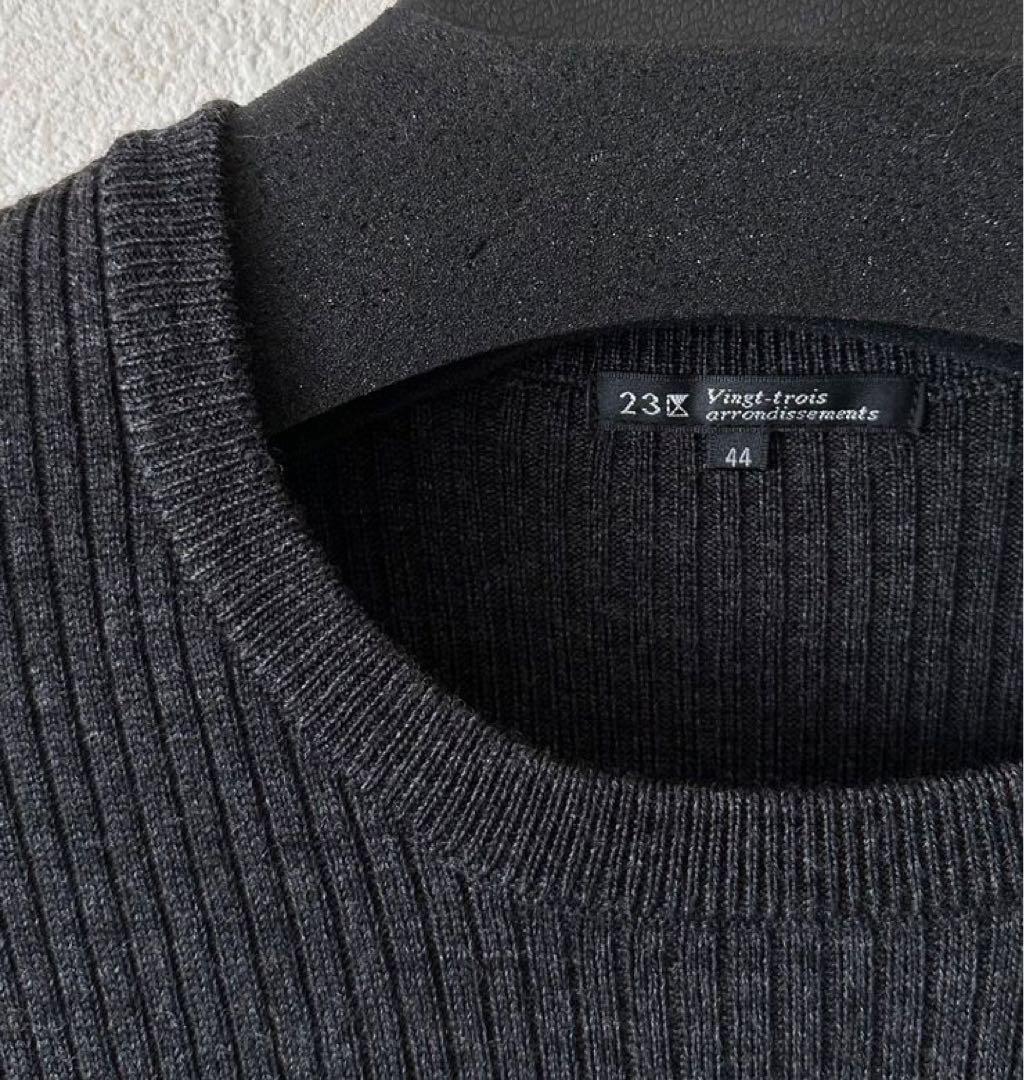 大きいサイズ44＊２３区 レア ヘムＡラインニット チュニック＊自由区組曲ICB