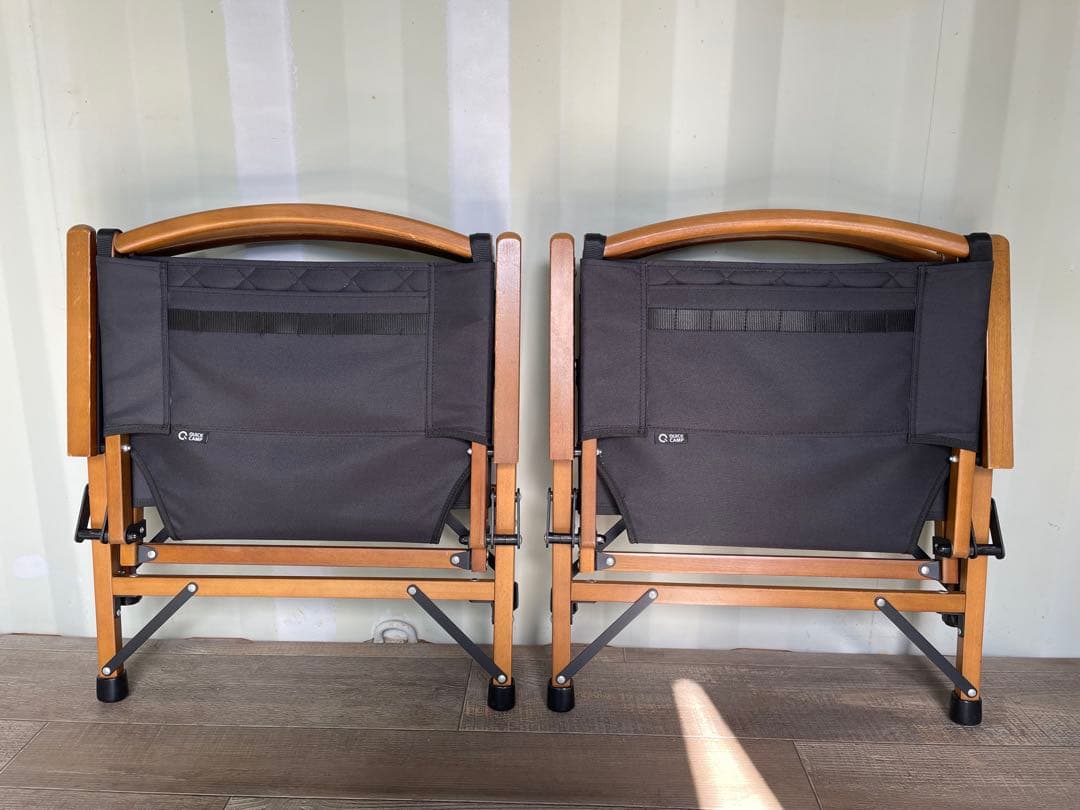 QUICK CAMP クイックキャンプ ウッドローチェア 黒　2脚セット