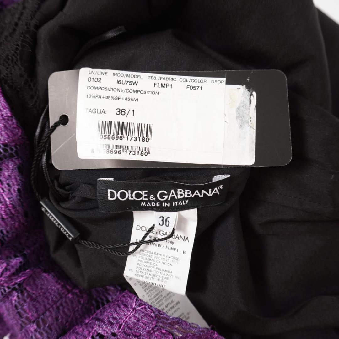 新品 ドルチェ&ガッバーナ 総レースワンピース パープル サイズ36*GD373