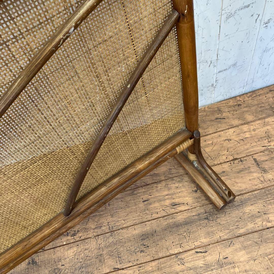 昭和レトロ エスニック ラタンパーテーション 衝立 間仕切り 仕切り 古道具