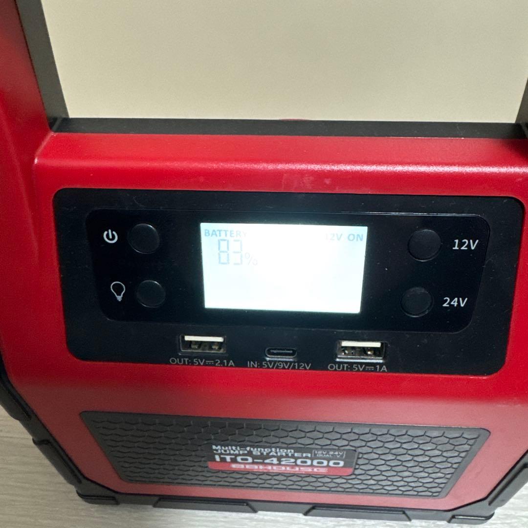 ITO-42000 ジャンプスターター 12V 24V USB A×2 C×1