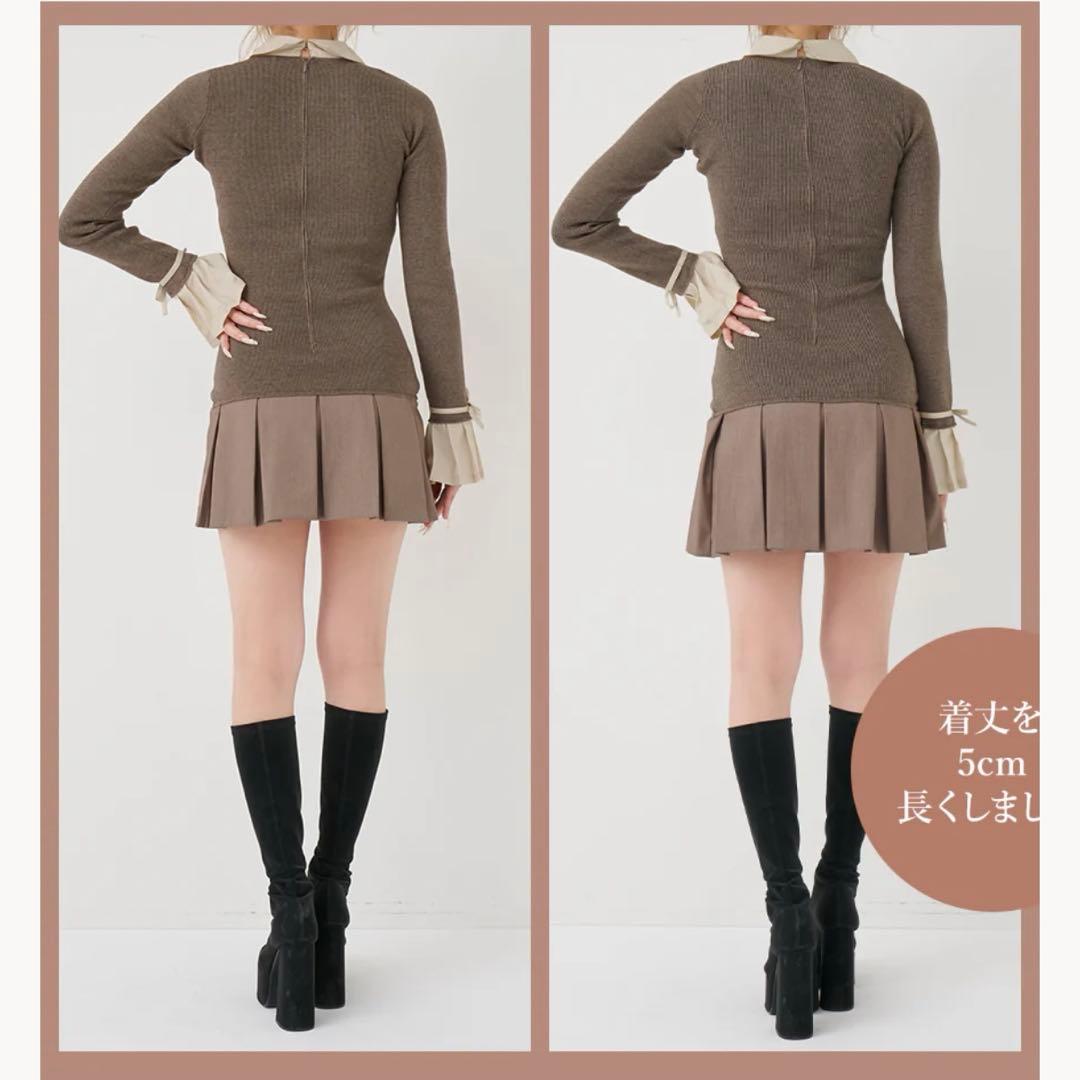 Darich シャツドッキングプリーツミニワンピース GRY FL