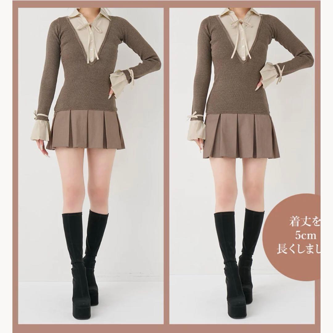 Darich シャツドッキングプリーツミニワンピース GRY FL