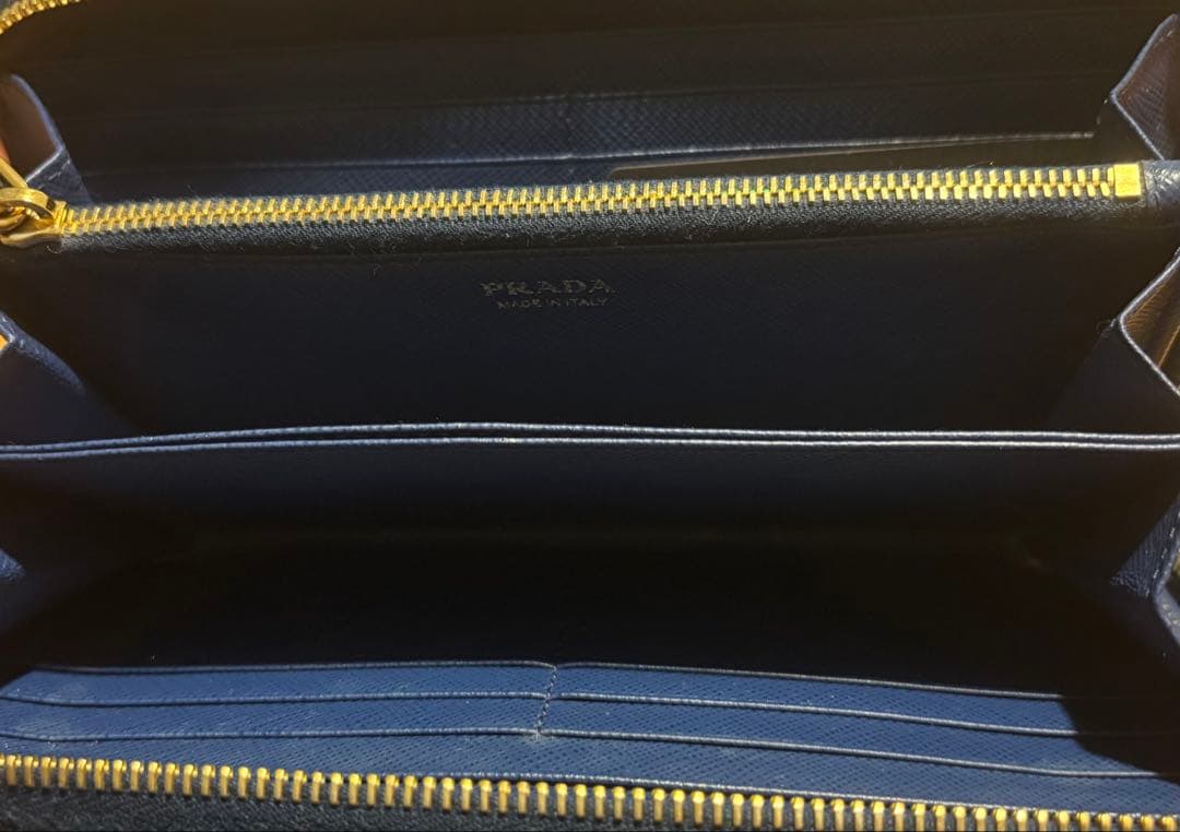 【証明証/箱あり】PRADA プラダ サフィアーノ 長財布 青 ネイビー