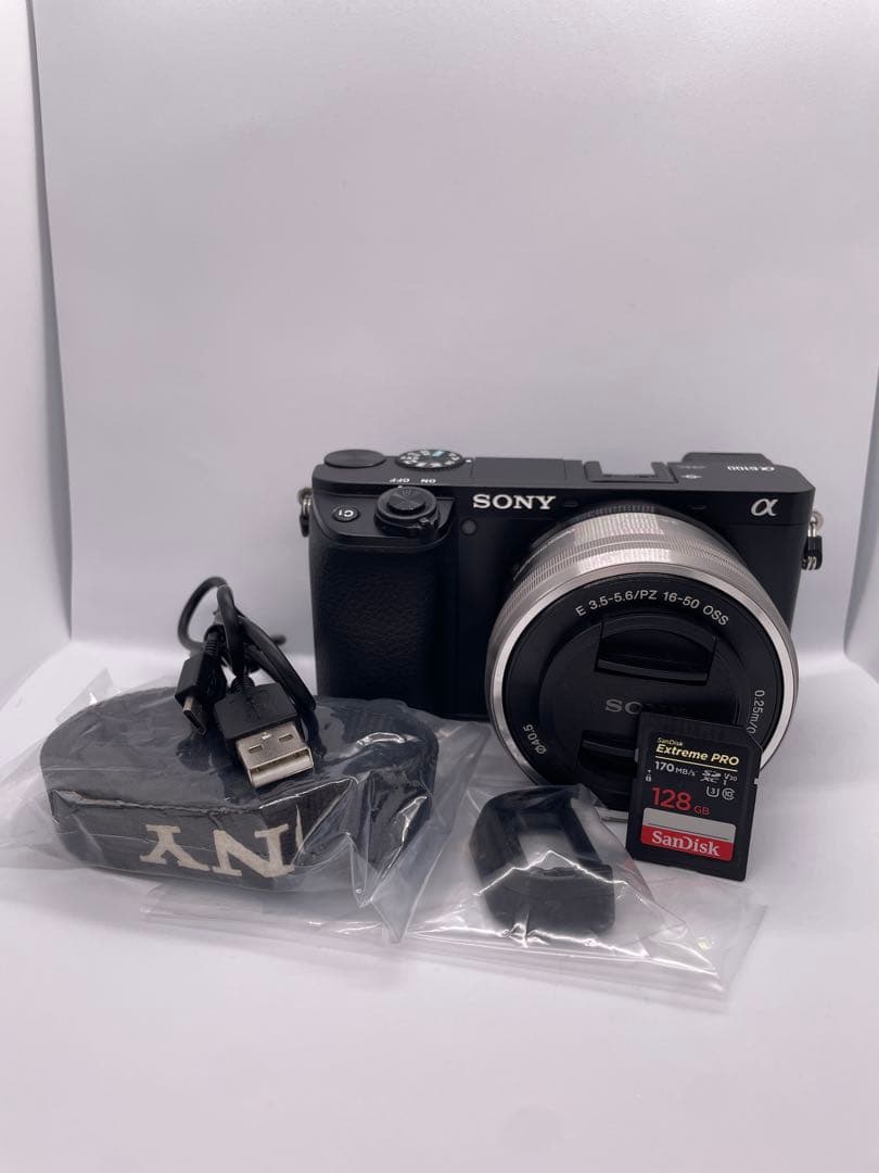Sony α6100ミラーレスカメラ レンズ、128GB SDカード付き