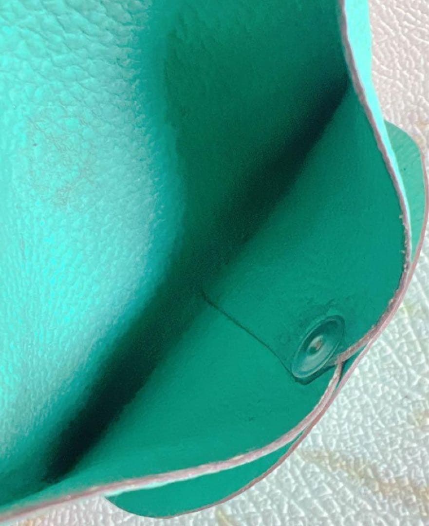 ひつじ様エルメス ケース バスティア グリーン ミント 美品 小銭入レザー