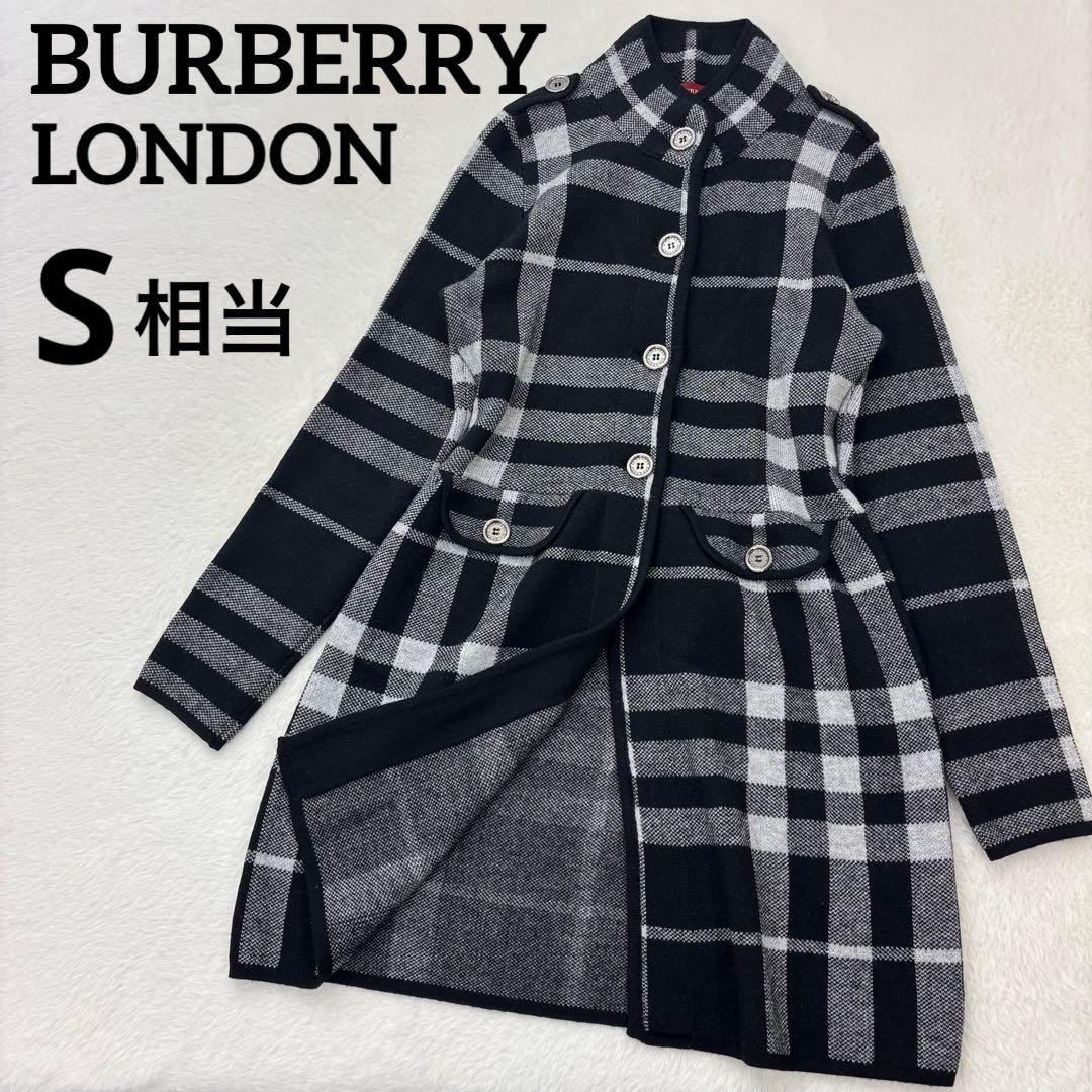 美品✨希少デザイン　バーバリーロンドン　ニットコート　カシミヤ混　メガチェック