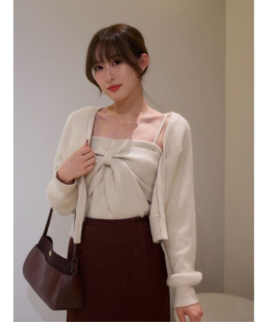 トップス Herlipto Lydie Ribbon-Tie Knit Ensemble