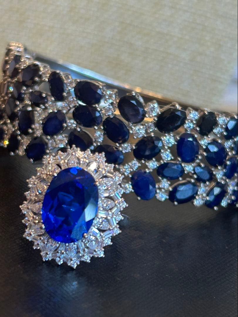 タ*ん様 天然石サファイアゴージャスバングル￼ +セットアップリング