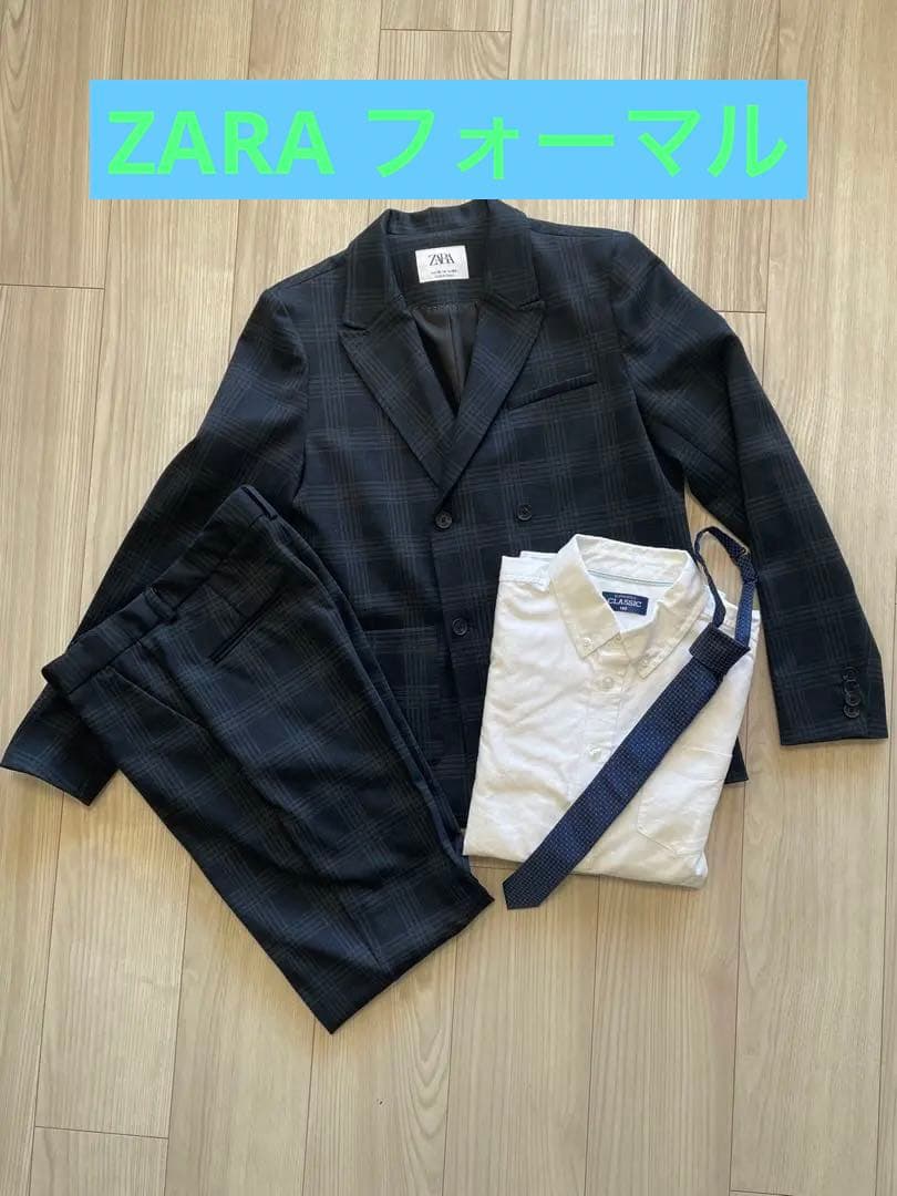 ZARA チェック柄 ダブルブレストスーツ 160