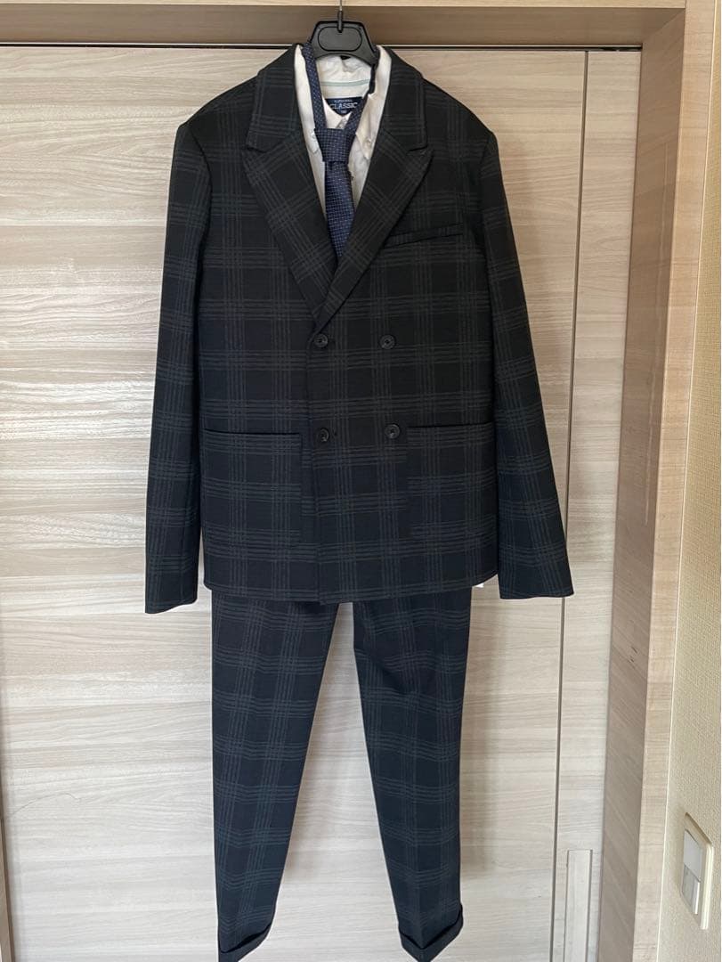 ZARA チェック柄 ダブルブレストスーツ 160