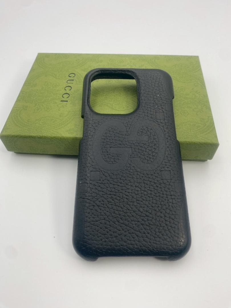 GUCCI iPhone15Pro ケース ジャンボGG 黒 レザー