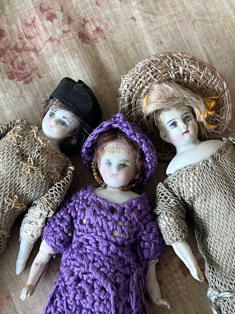 アンティークビスクドール陶器小さなドールミニョネット レトロ人形ハンドメイド