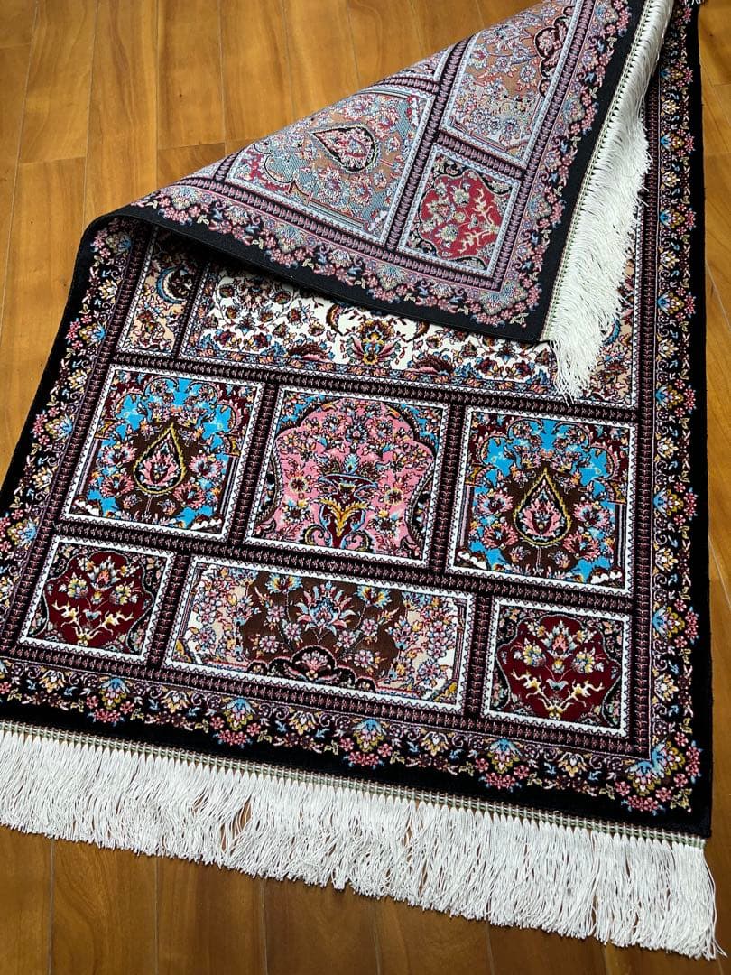 最高級ペルシャ絨毯 シルク イラン産 クム 60×90cm 122万ノット