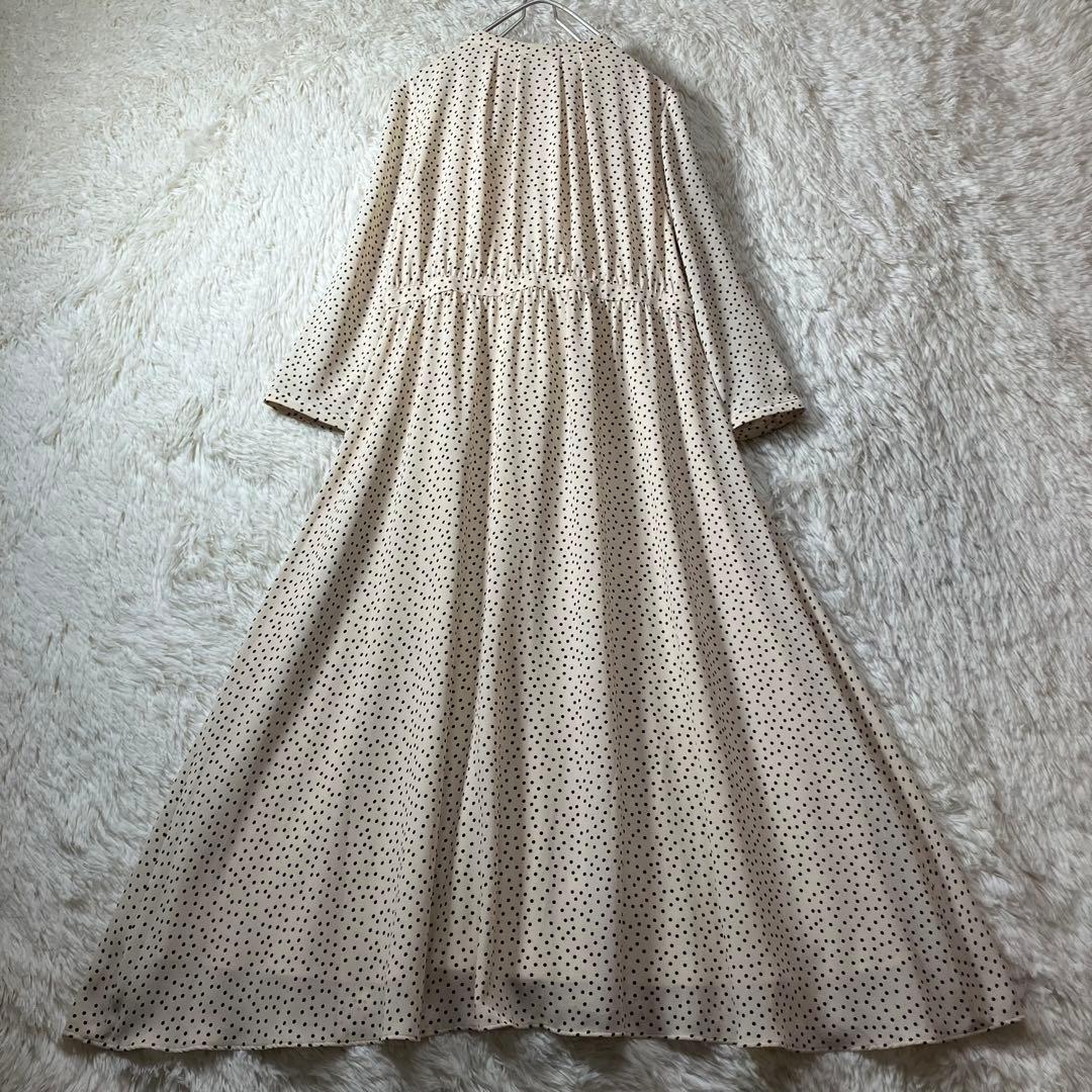 美品 マッキントッシュフィロソフィー Aラインワンピース ドット柄 ベージュ M
