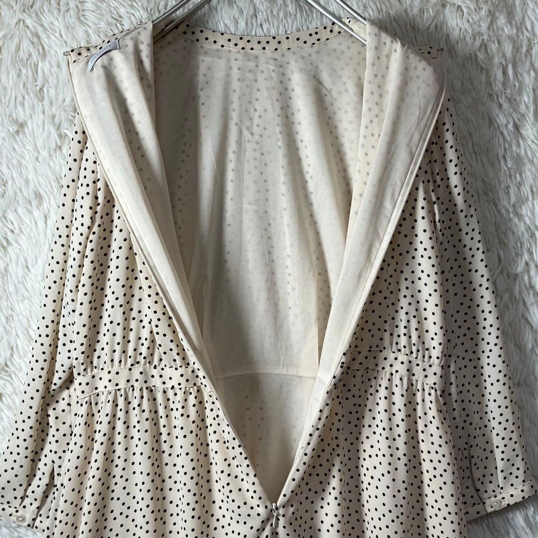 美品 マッキントッシュフィロソフィー Aラインワンピース ドット柄 ベージュ M
