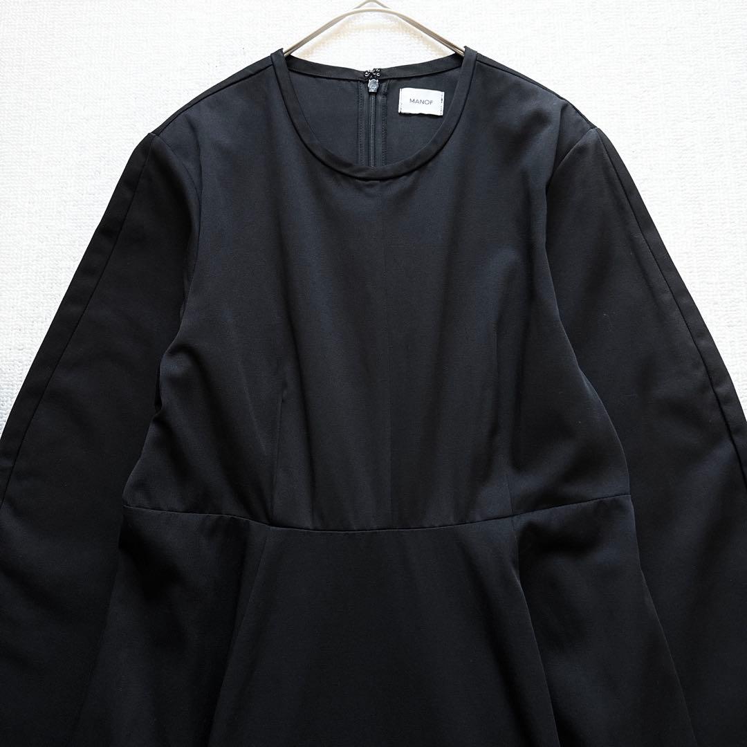 【極美品】マノフ　アーチスリーブ サーキュラー ワンピース　フレア　長袖