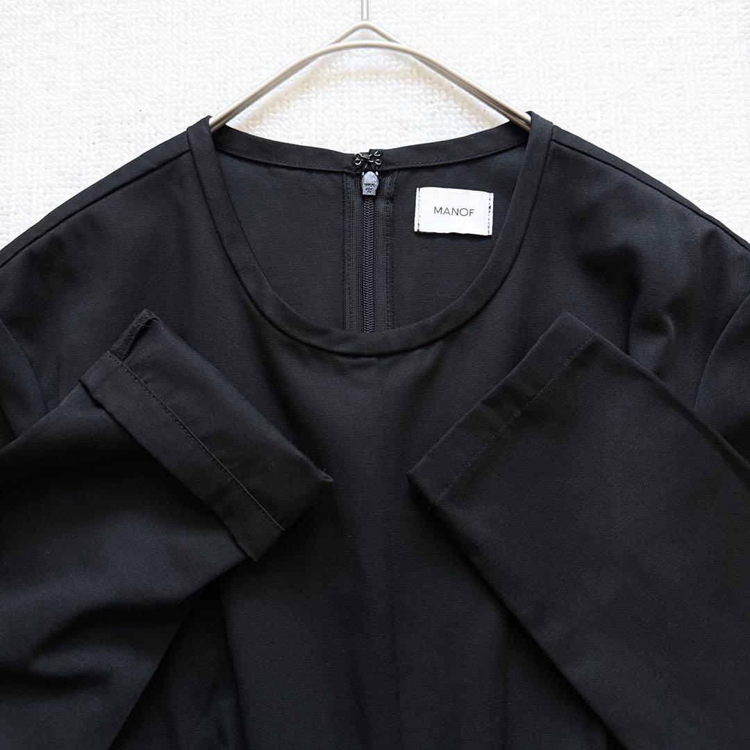 【極美品】マノフ　アーチスリーブ サーキュラー ワンピース　フレア　長袖