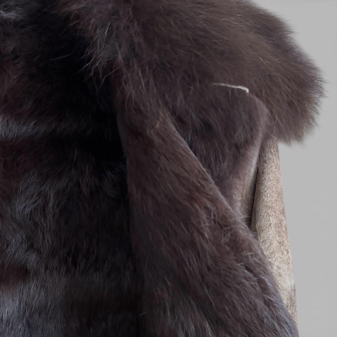 LUITEHMIS ラビットファー付コート40 防寒向き 上品カジュアル