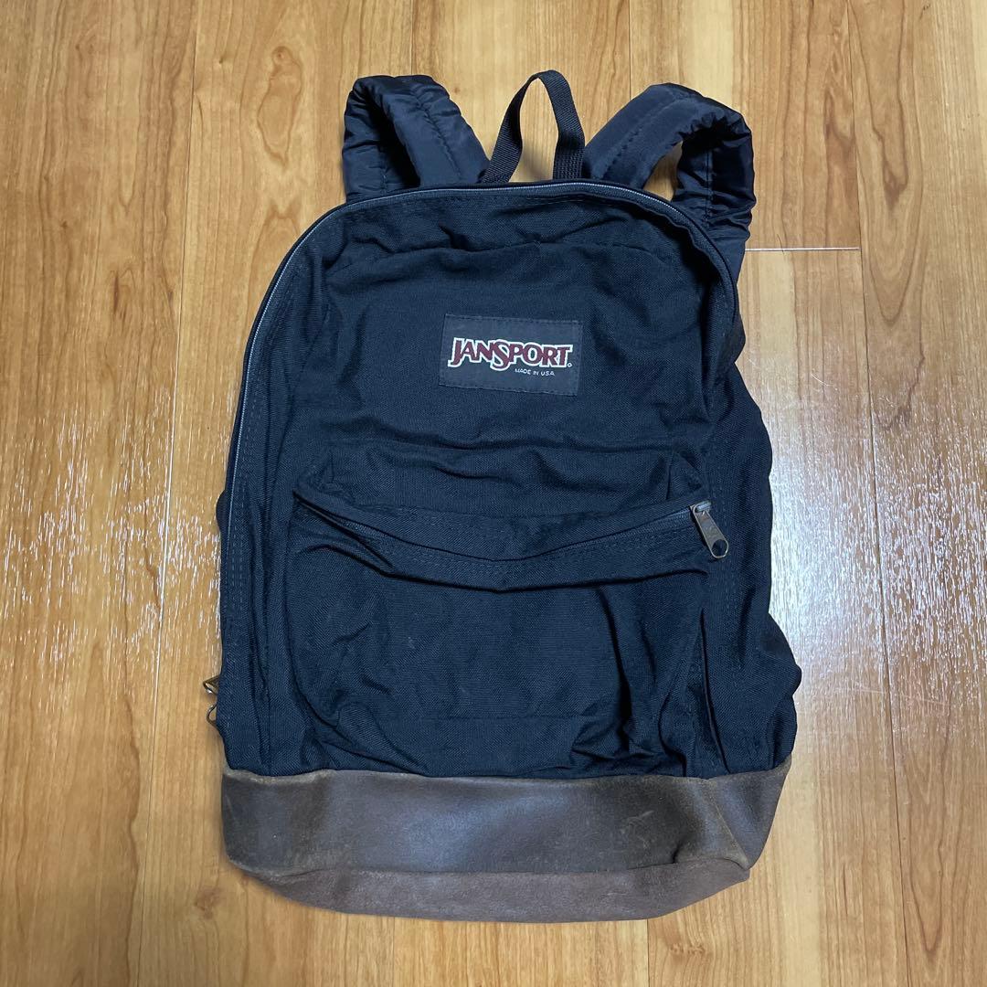 jansport 90sUSA製　リュック　ボトムレザー　ブラック