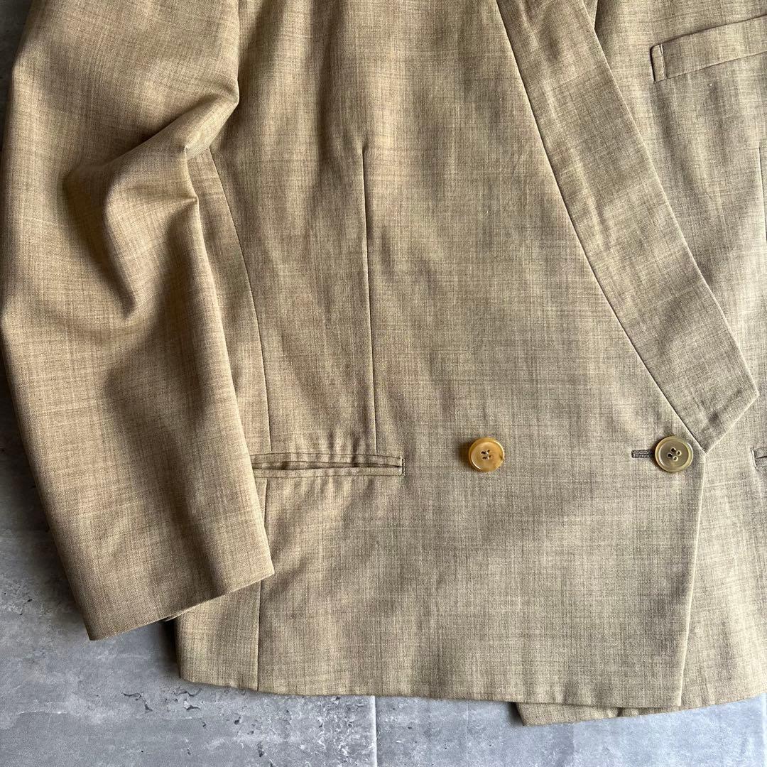 イッセイミヤケメン　アーカイブ　80s　筆タグ　ノーカラージャケット　ベージュ