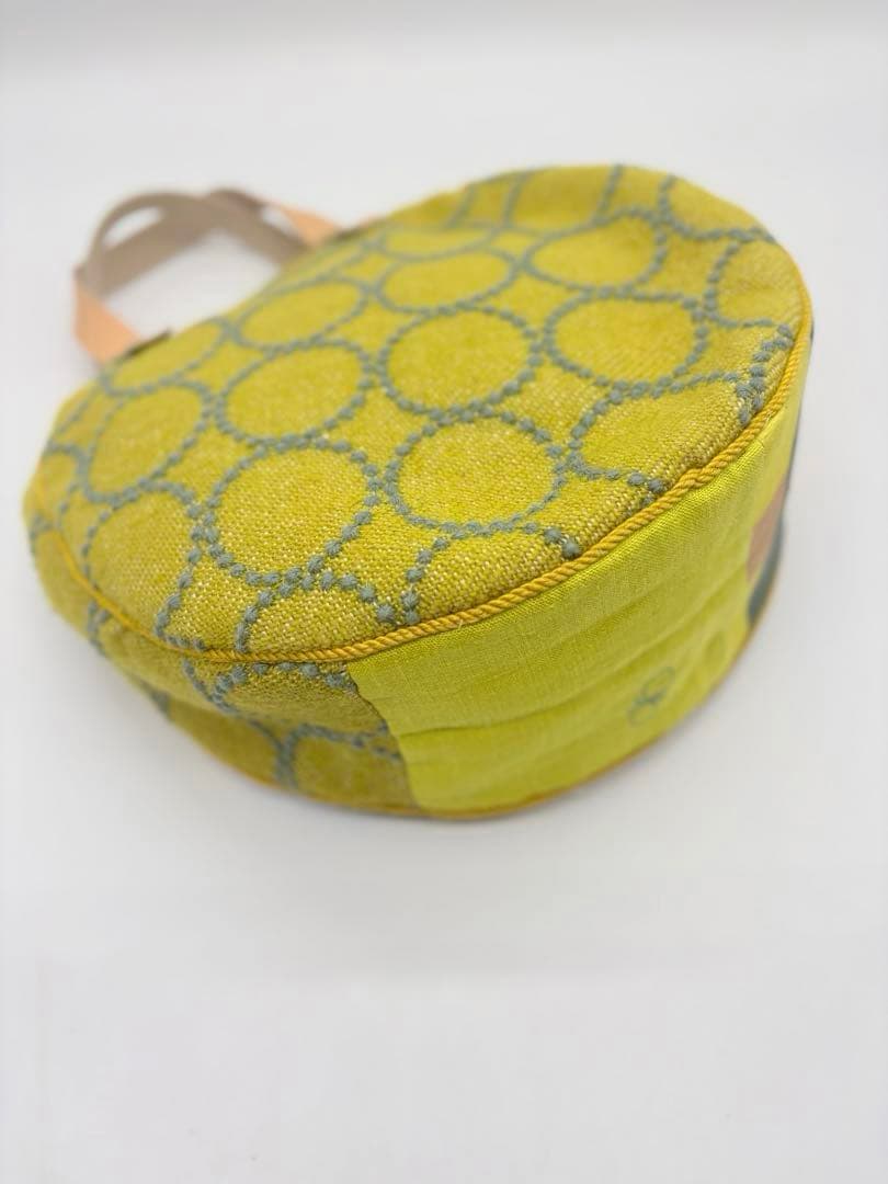 ミナペルホネン、ハンドメイド、 イエローパッチワーク、サークル トートバッグ