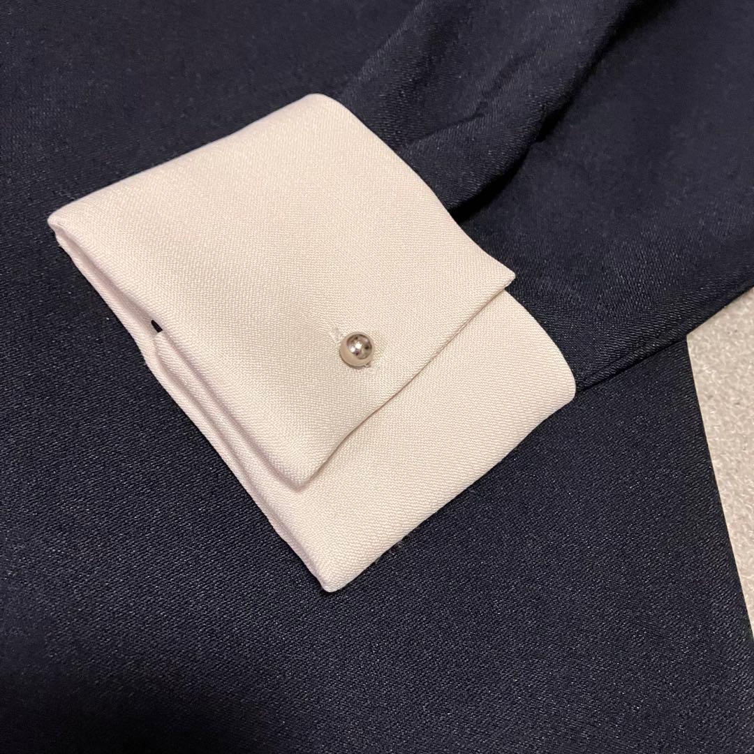 ☆SHIPS any ダブルクロス Aライン シャツワンピース ネイビー☆F