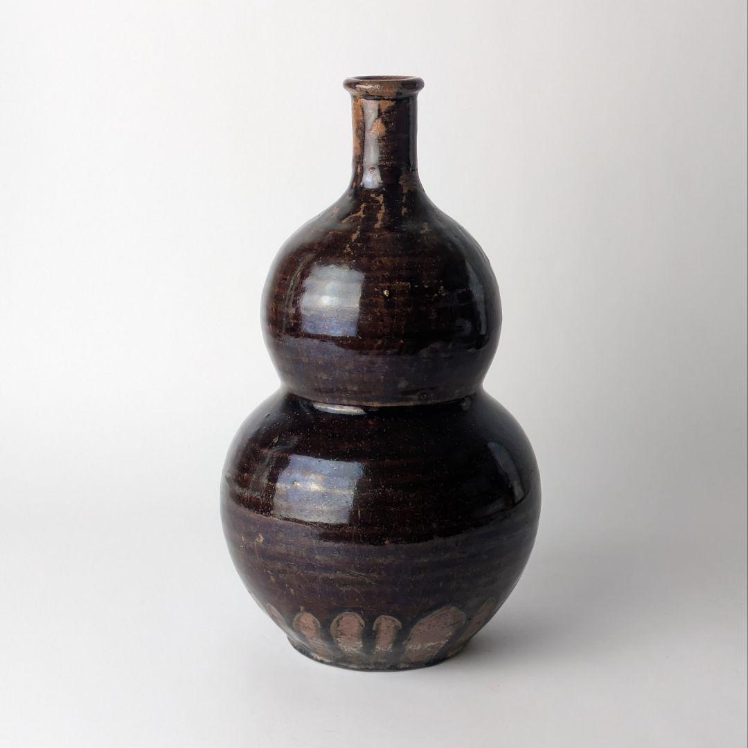 正*様 古瀬戸 飴釉 瓢形徳利 共箱 酒器 花生 花入 花器 骨董 古美術 アン