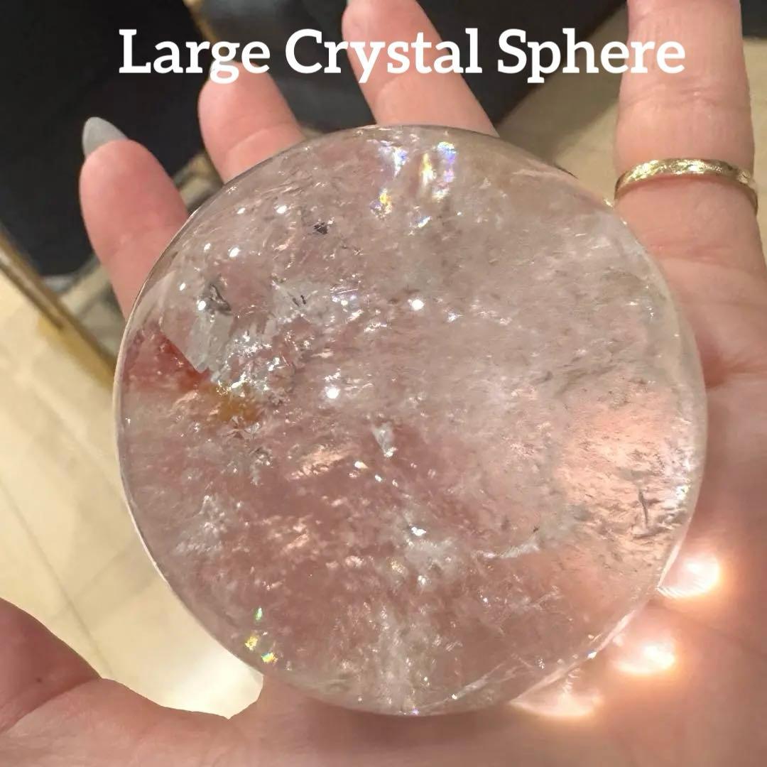 爆虹水晶丸玉スフィア　60㎜オーバー大玉‼︎クリア感あり　おまけ台座付