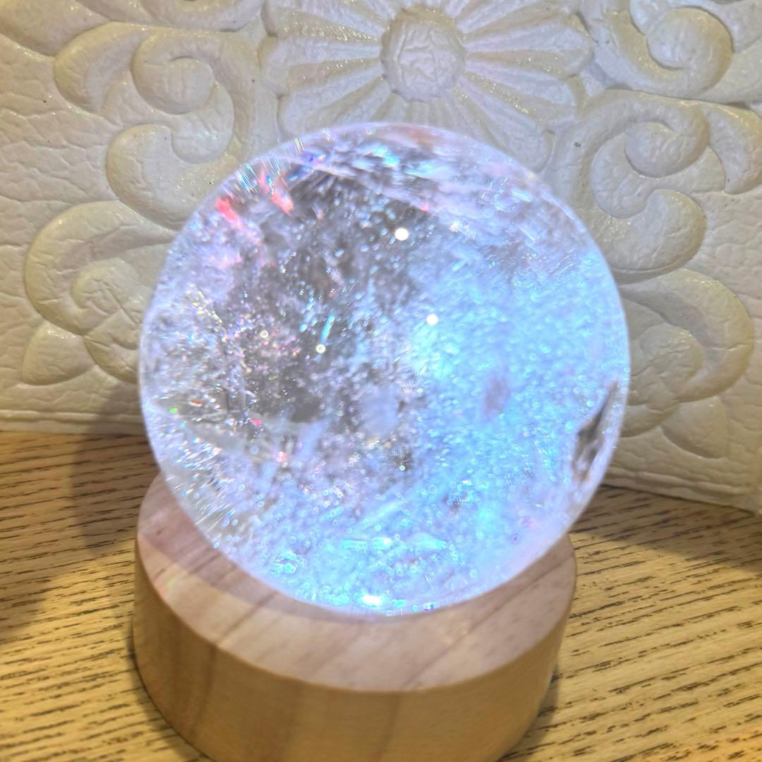 爆虹水晶丸玉スフィア　60㎜オーバー大玉‼︎クリア感あり　おまけ台座付