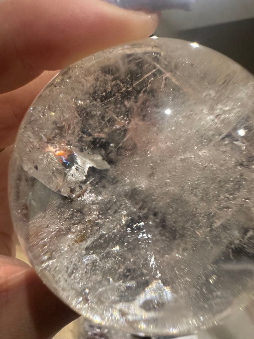 爆虹水晶丸玉スフィア　60㎜オーバー大玉‼︎クリア感あり　おまけ台座付