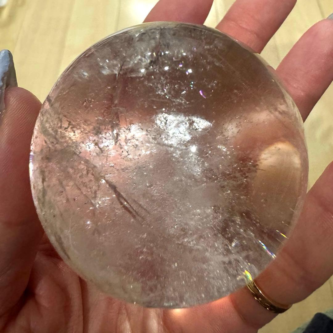 爆虹水晶丸玉スフィア　60㎜オーバー大玉‼︎クリア感あり　おまけ台座付