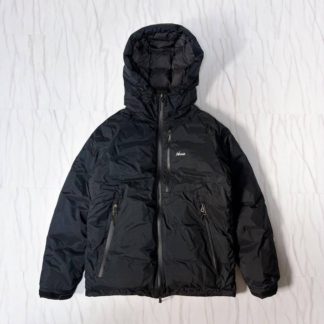《美品》ナンガ オーロラテックス ダウンジャケット フード ブラック Lサイズ