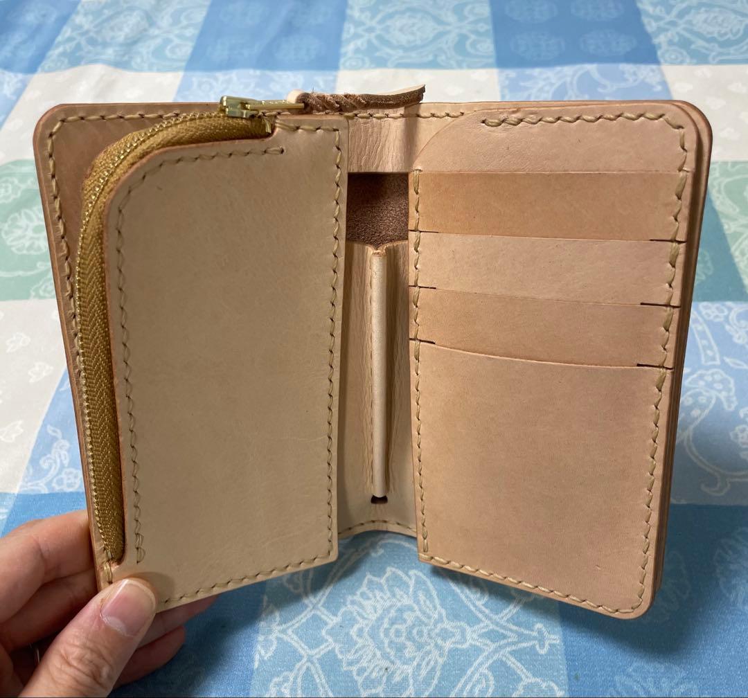 doさん専用　ミドルウォレット　手染め　青　本革　ハンドメイド