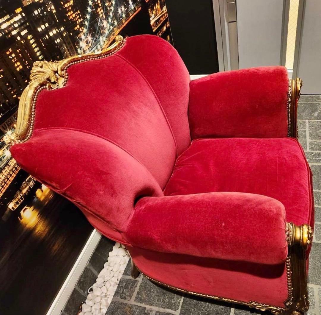 アンティーク調　シングルソファ エンペラーズチェア　ロココ　彫刻