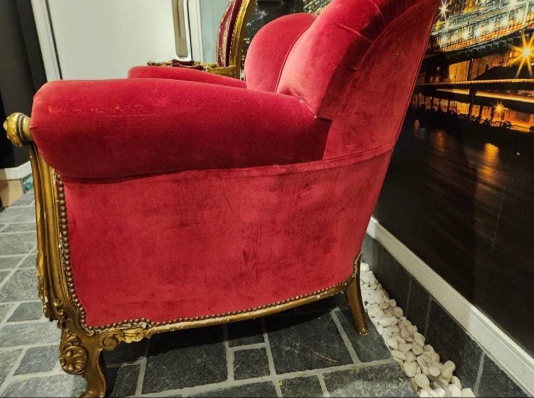 アンティーク調　シングルソファ エンペラーズチェア　ロココ　彫刻