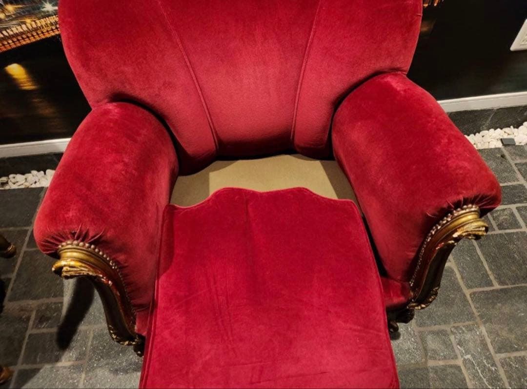 アンティーク調　シングルソファ エンペラーズチェア　ロココ　彫刻