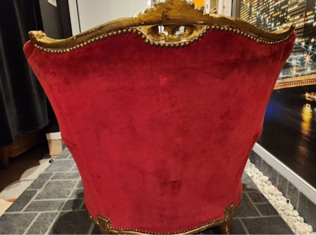 アンティーク調　シングルソファ エンペラーズチェア　ロココ　彫刻