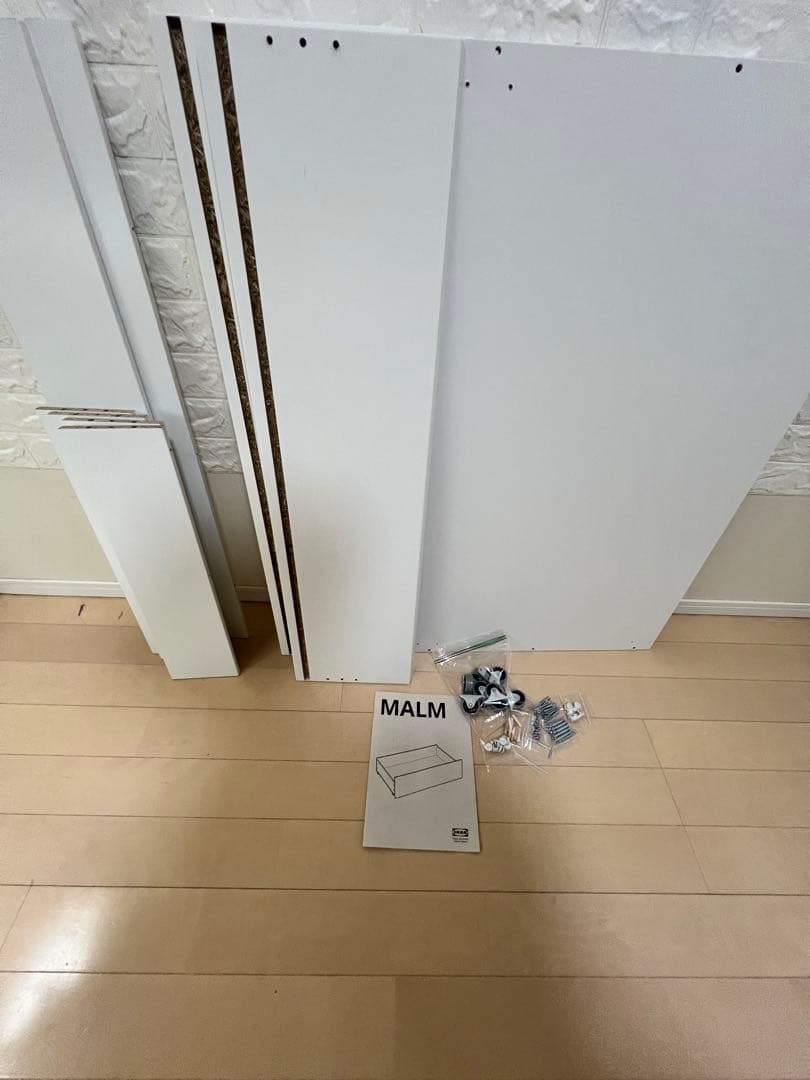 IKEA MALM シングルベッドフレーム 引き出し付き 分解済み すのこ付き