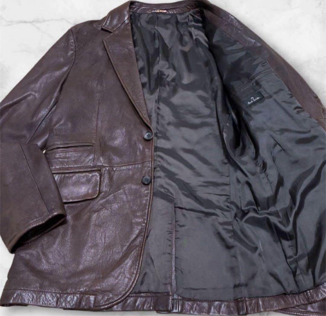【廃盤・希少品】ポールスミス ラムレザー テーラードジャケット L ブラウン