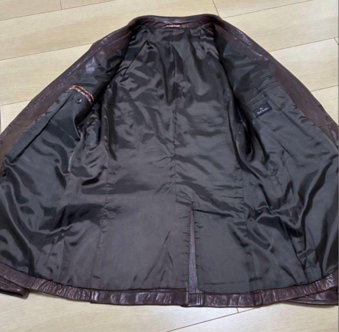 【廃盤・希少品】ポールスミス ラムレザー テーラードジャケット L ブラウン