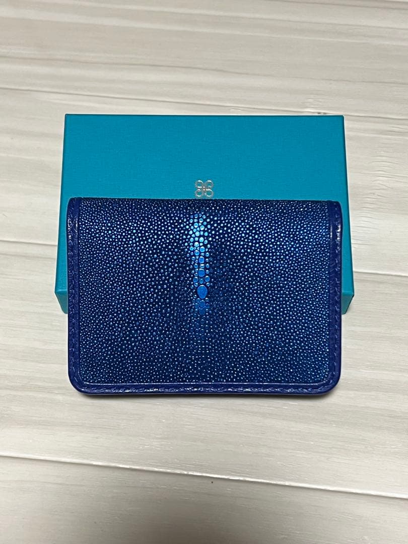 BAHARI 青 レザー 名刺入れ エイ ガルーシャ 【美品】