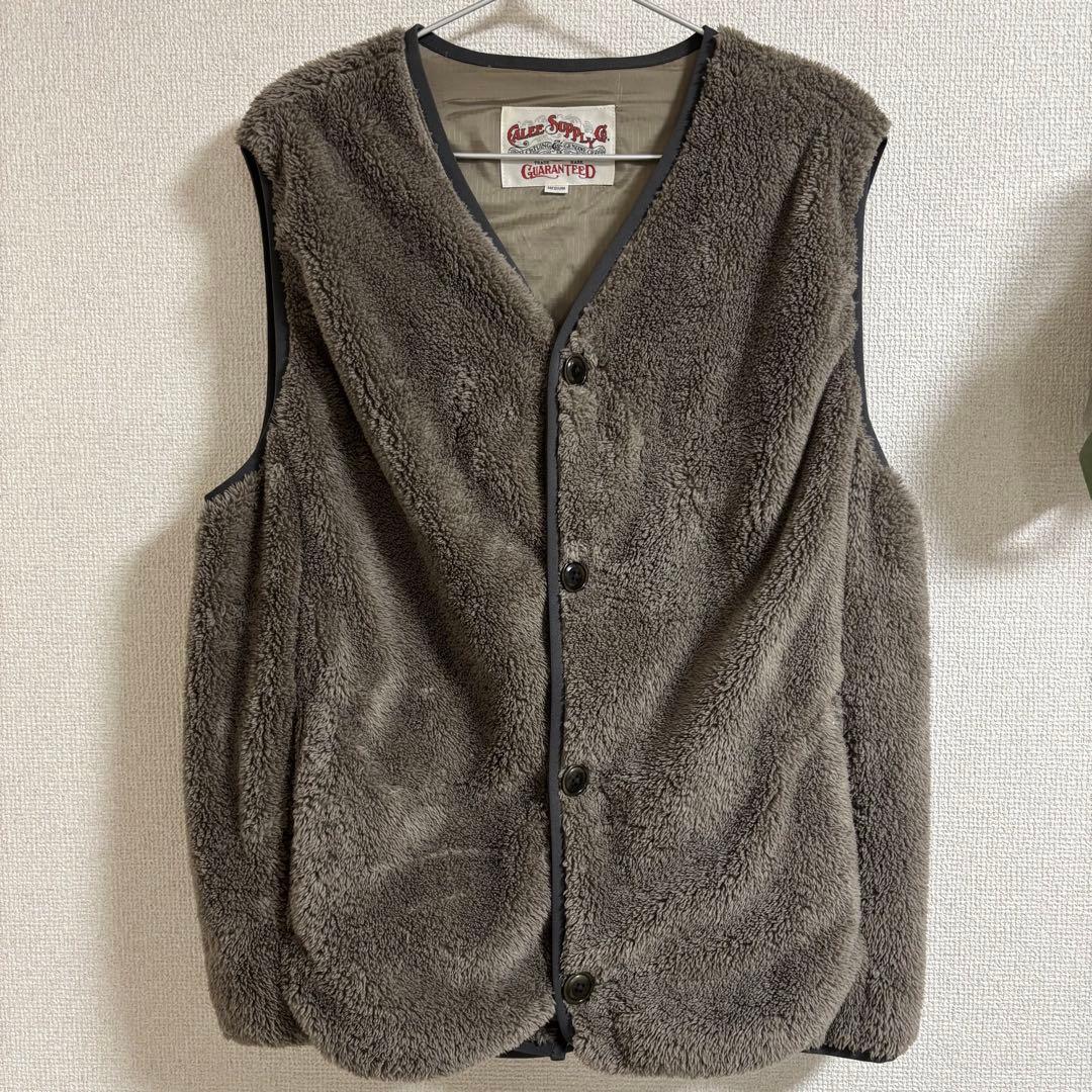 23AW【美品】☆CALEE　キャリー：ナイロンリップ　フリースベスト　ベージュ
