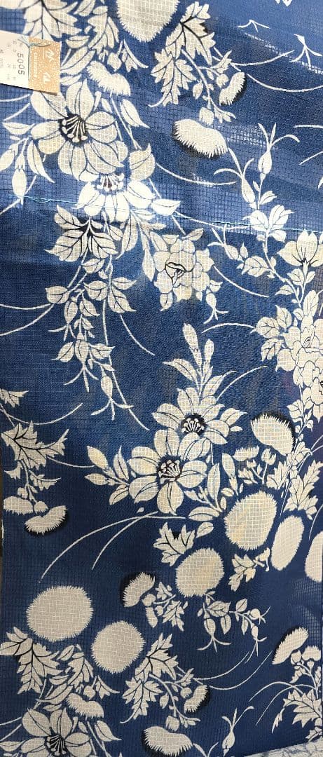 日本橋竺仙 薊夏花 ブルー綿紅梅反物新品 レア柄