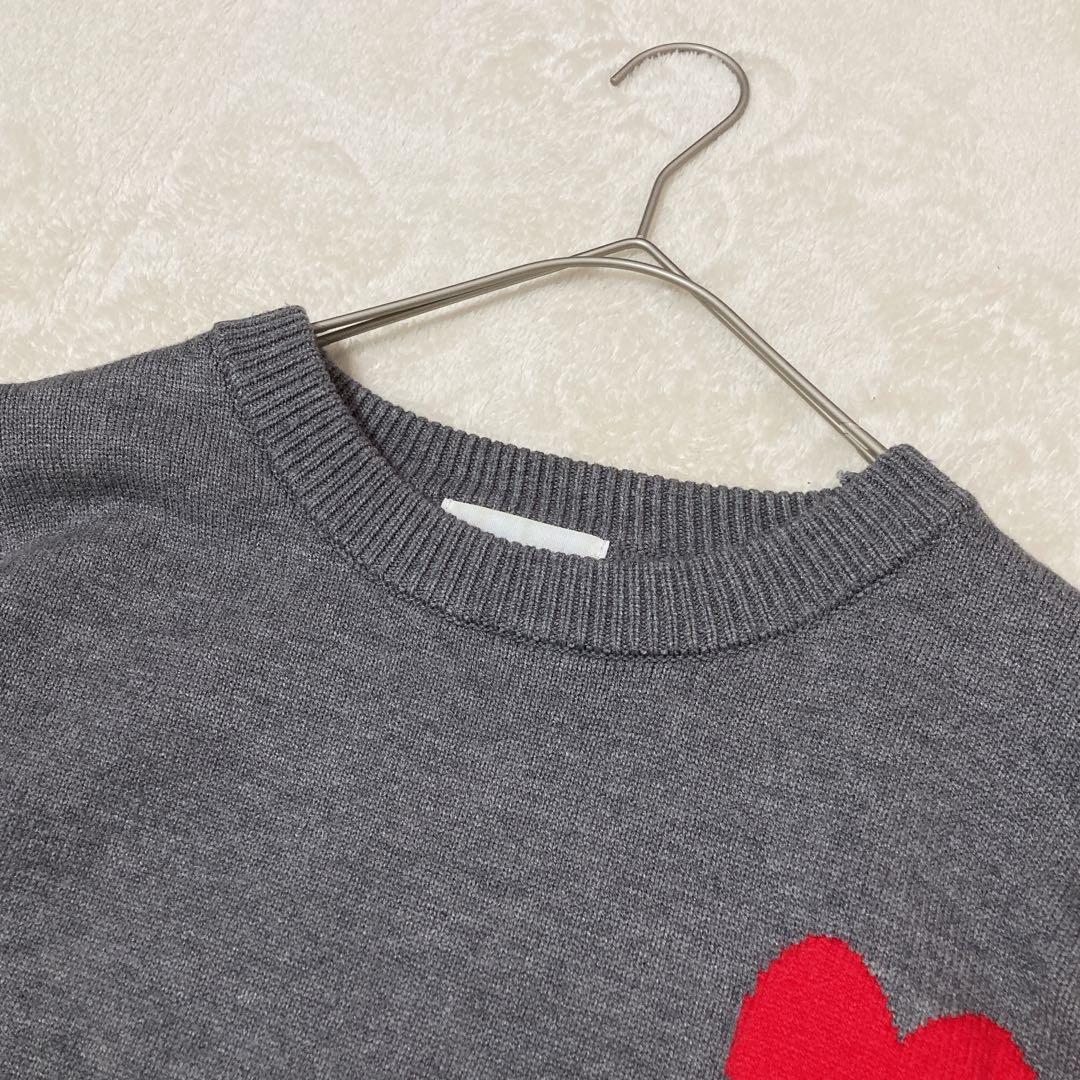 【美品】ami paris アミパリス ハートロゴ刺繍 クルーネック セーターM