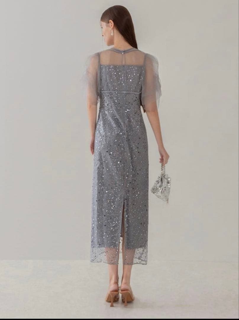 スパンコールパールミックスボレロIラインワンピースドレス結婚式パーティー成人式