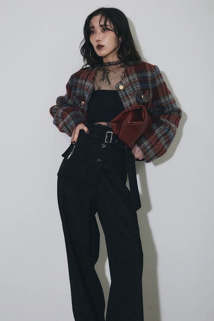 【ANDREA&Co】チェック柄ツイードジャケット