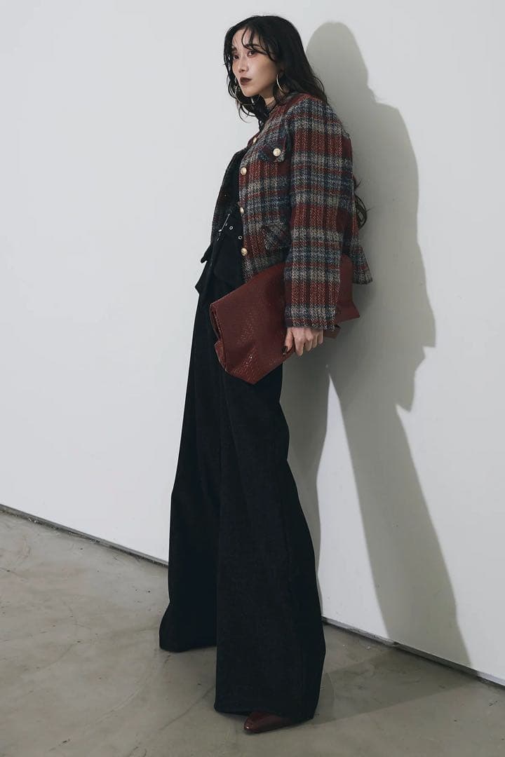 【ANDREA&Co】チェック柄ツイードジャケット