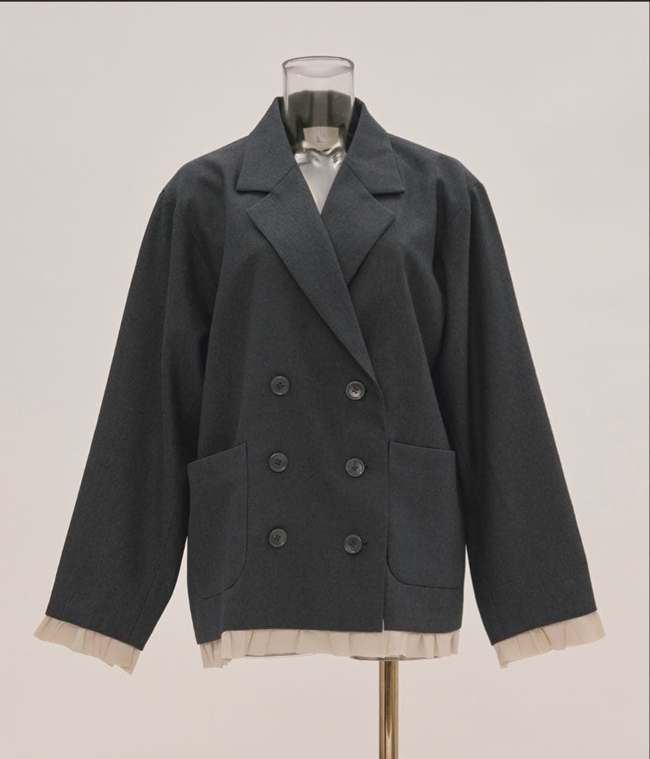 loin nuit フリルレイヤードデザインジャケット　ネイビー